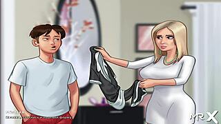 A rich daughter dresses like a maid and gets dirty during Summertime Saga which is a Japanese anime for adults