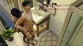 Dominating a monster cock in Futanari Sims 4 Rina