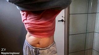 nippleringlover milf shows off huge pierced nipples with 16mm tunnels