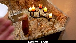 familymilf - blonde stepmom climaxes with stepson in bathroom