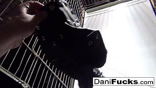 In one of a series of exclusive purges within a cage, purgative Dani Daniels shows off her assets