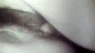 In a vintage setting, they have a hairy threesome with bondage