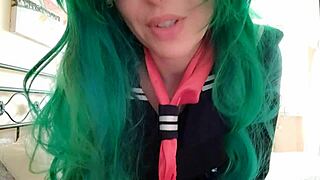 College girls get wild with mischievous games at a party in sexy uniforms.