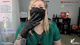 Nurse in latex edges patient with big tits jerk off instructions