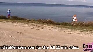 Tanned naked blonde flashes shaved tits to traffic from backseat.