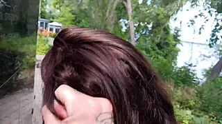 i love watching this milf get her shaved pussy pounded outdoors in part 1