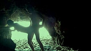 at the beach, hidden in the cave with my flexible partner