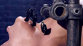 ebony in strait jacket gets anal hooked with whipping