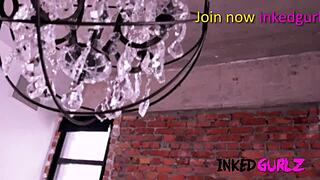 inked gurlz: big tits redhead and brunette milf in threesome 😍