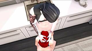 my goth girlfriend in sims 4 futa fucks me hard with her cock