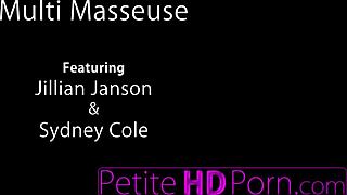 three way massage escalates to hardcore blowjob and creampie