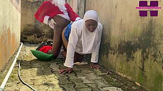 Backyard Christmas Sex with Santa in Homemade African Scene