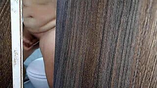 Caught my stepmom masturbating in bathroom part 1