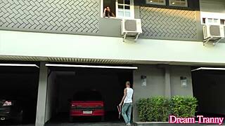 marcela lima, fat ass tranny, takes black cock in mouth and butt