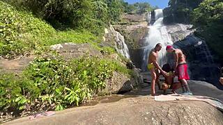 Latina teen gets anal blowjob and big cock interracial outdoors