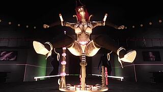 Ryo dances on machine table in red robin lounge 3d cartoon