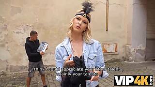 A VIP4K video of an Indian woman doing a party trick with music and point of view shots