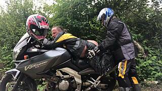 nymphofist gay biker dives into extreme anal fisting. his wild ride pushes every limit on the road.