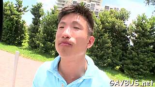 Blindfolded stud tricked into oral sex by homosexual hunk