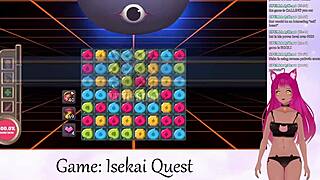 Vtuber LewdNeko's big tits bounce during isekai quest. Creampie in hentai game part 2.