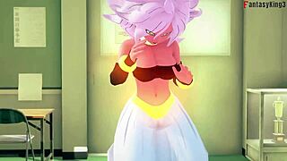 Android 21 transforms in Dragon Ball Zex, revealing sheer fantasies.