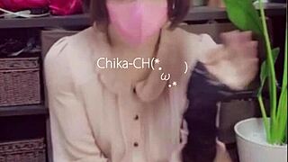 cat ear bob-haired crossdresser masturbates in video. asian shemale's cute anal play in japanese clip.