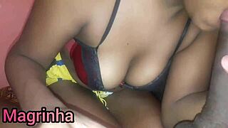 Big black guy gets horny with skinny hot girl cumming at the end