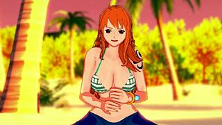 Nami's beach handjob will blow your mind, wanna try?