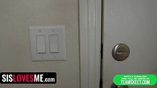 Stepbro Catches Skinny Stepsis Masturbating with Huge Dildo in Bathtub - SisLovesMe