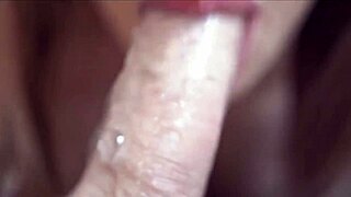 Blonde swallows semen passionately.