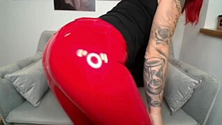 Fetish Red Leather Leggings on Display