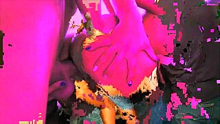 Teen bitches with big booties endure double penetration and bukkake in glitch pmv