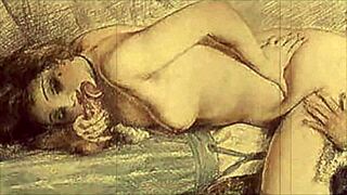 Vintage Erotic Cartoon Illustration From Antique Anime.