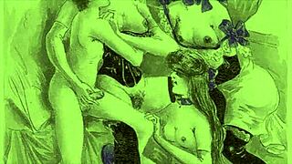 Vintage Erotic Cartoon Illustration From Antique Anime.