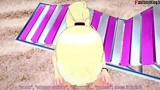 i found marin kitagawa in bikini on the beach and she sucks my cock in this anime fantasy