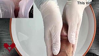 i stroke your glans with white latex gloves