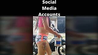 Angelique Monroe washes her bike outdoors