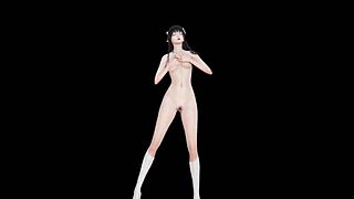 Sakura Gokuraku Jodo Performs Naked Dance As Japanese Girl In Anime Hentai With Wet Pussy And Tits