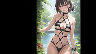 This AI illustration shows big tits in hentai