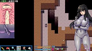 In the Hentai Game, the Beautiful Teen's Pussy Gets Fucked by a Tail to Orgasm