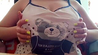 wow, shy stepsister flashes big tits on camera instead of studying!