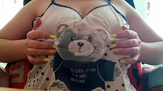 wow, shy stepsister flashes big tits on camera instead of studying!