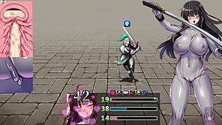 In the Hentai Game, the Beautiful Teen's Pussy Gets Fucked by a Tail to Orgasm