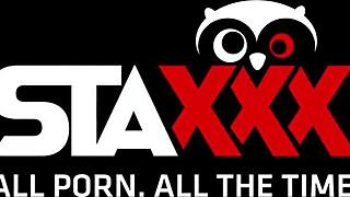 Blue-eyed girl gags on cock until messy cum explosion