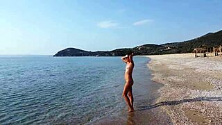Drone captures bold exibitionism on nudist beach