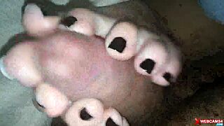 couple does footjob and cums on webcam