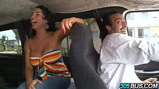 Curly Hair Babe Shows Beautiful Tits for Cash in Public