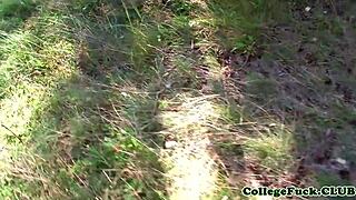 Teens Feel Intense Pleasure In Outdoor Threesome Facial