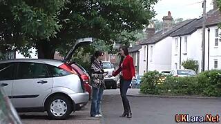 British woman in stockings sucks big cock in threesome