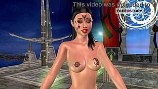 I love this animated 3d cartoon of cute indian girl posing and masturbating with banana